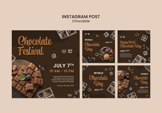 Free PSD world chocolate day instagram posts