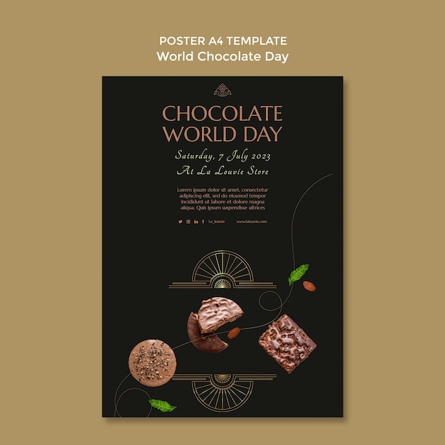 Free PSD world chocolate day poster template