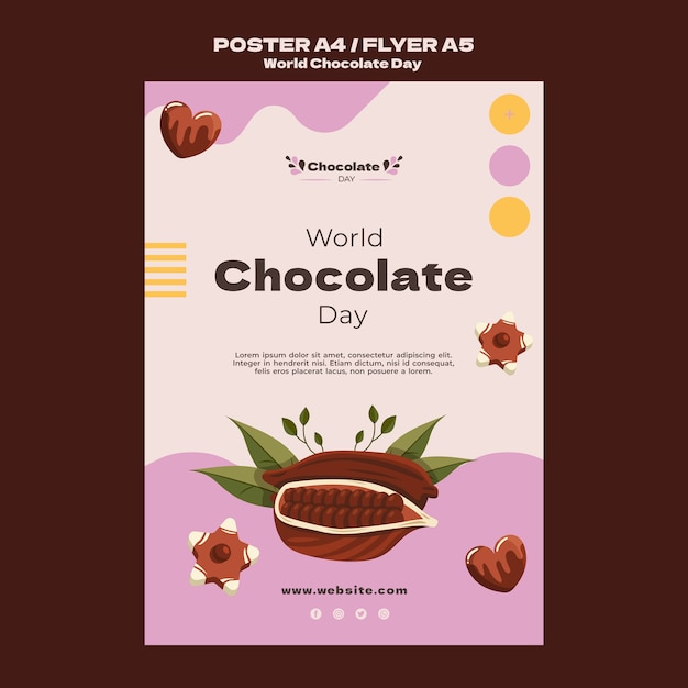 Free PSD world chocolate day poster template