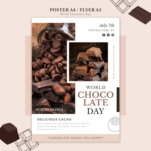 Free PSD world chocolate day poster template