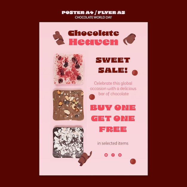 Free PSD world chocolate day poster template