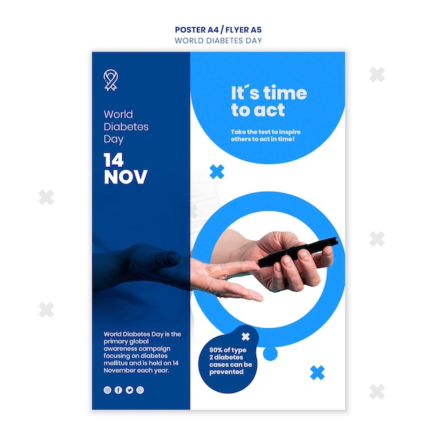 Free PSD world diabetes day flyer template