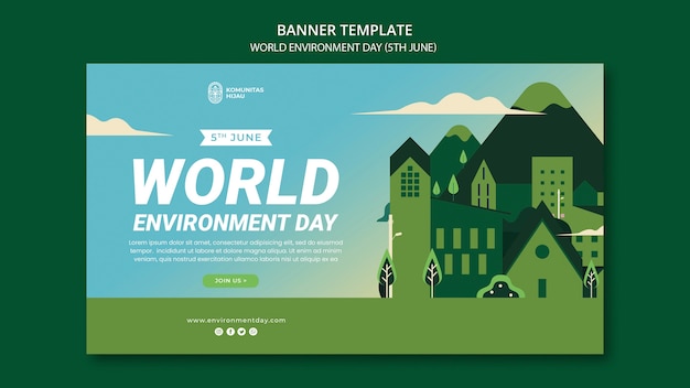 Free PSD world environment day celebration horizontal banner