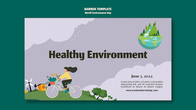 Free PSD world environment day horizontal banner template