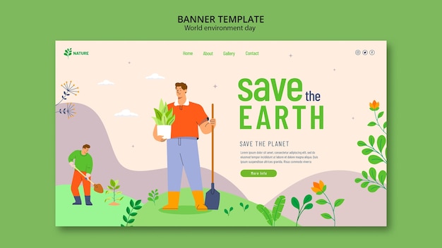 Free PSD world environment day landing page