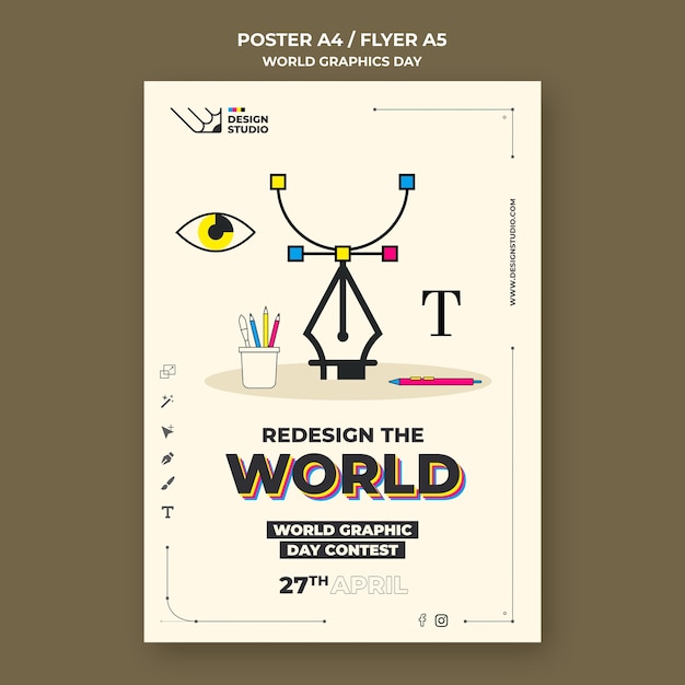 Free PSD world graphics day poster template