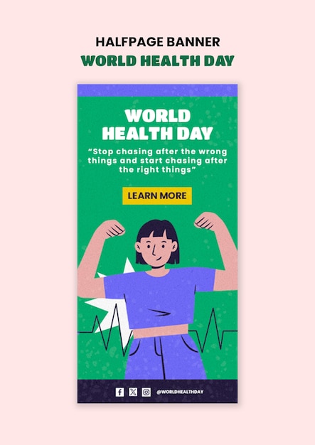 Free PSD world health day celebration halfpage banner