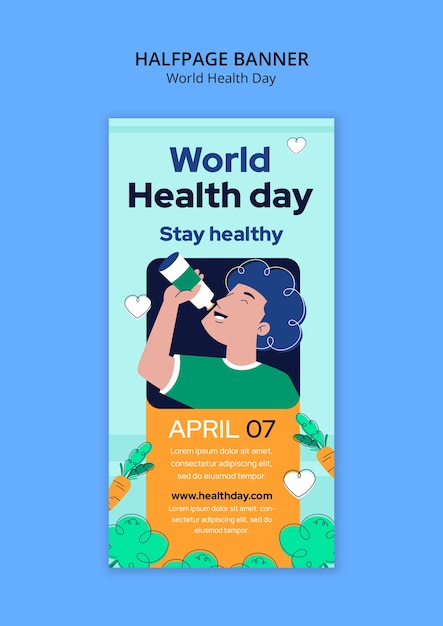 Free PSD world health day celebration halfpage banner