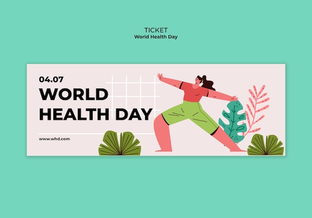 Free PSD world health day celebration ticket template