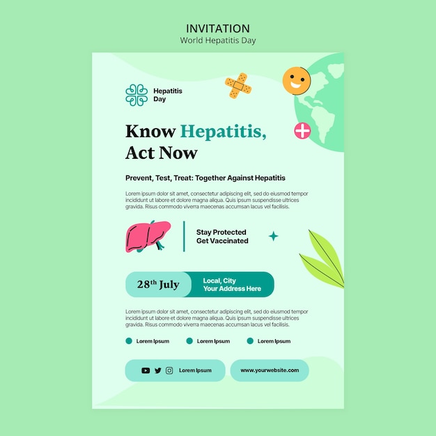 Free PSD world hepatitis day invitation template