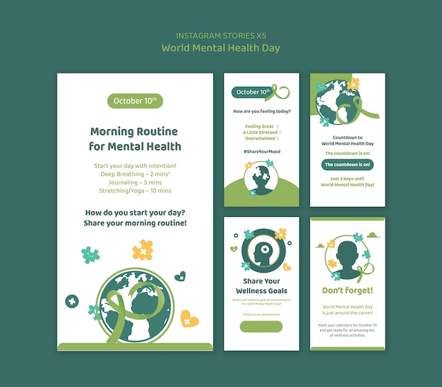 Free PSD world mental health day template design