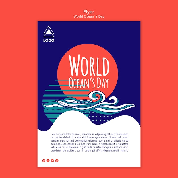 Free PSD world ocean day flyer template