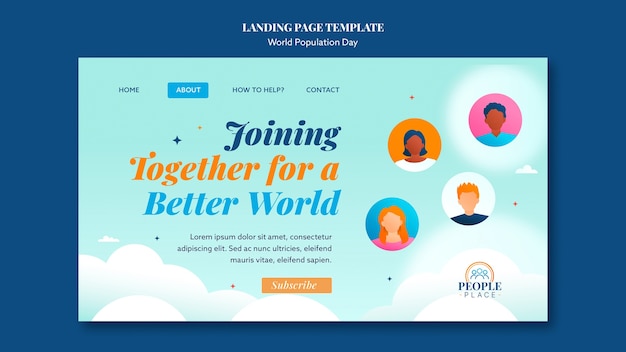 Free PSD world population day landing page template