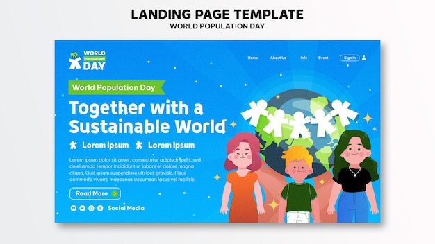 Free PSD world population day landing page template