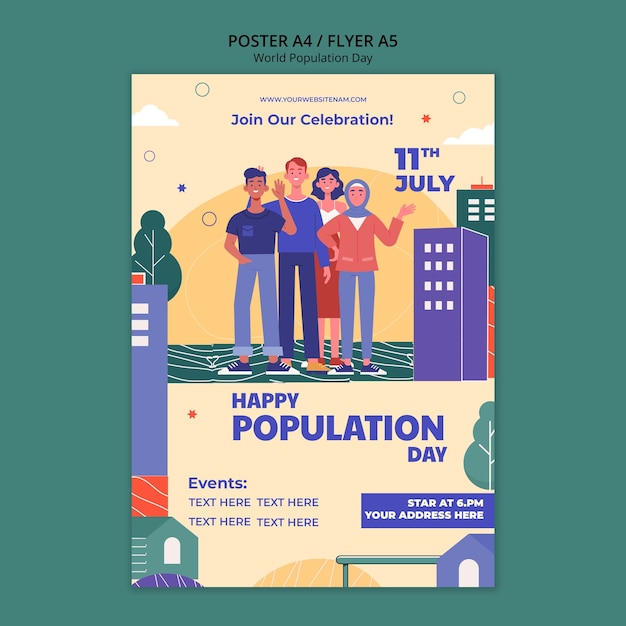 Free PSD world population day poster template