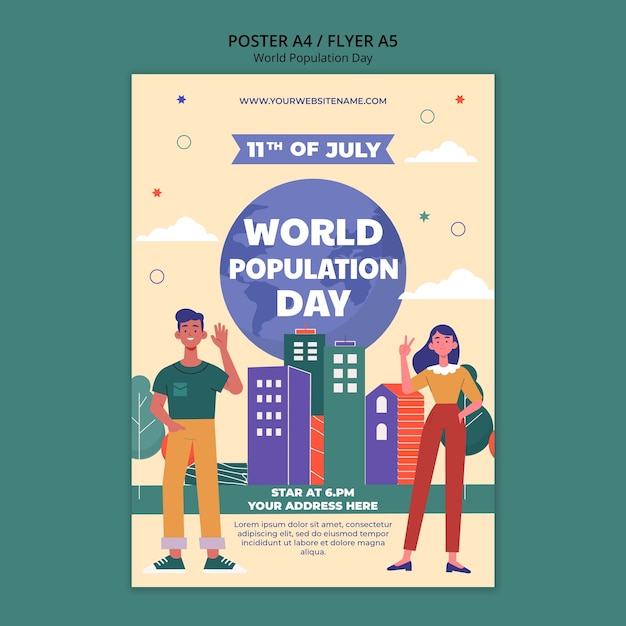 Free PSD world population day poster template