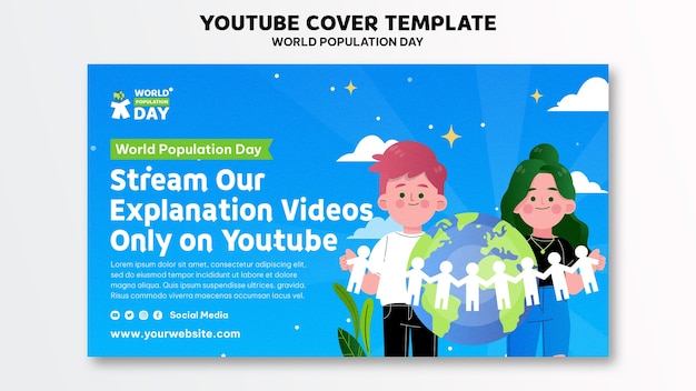 Free PSD world population day youtube cover template