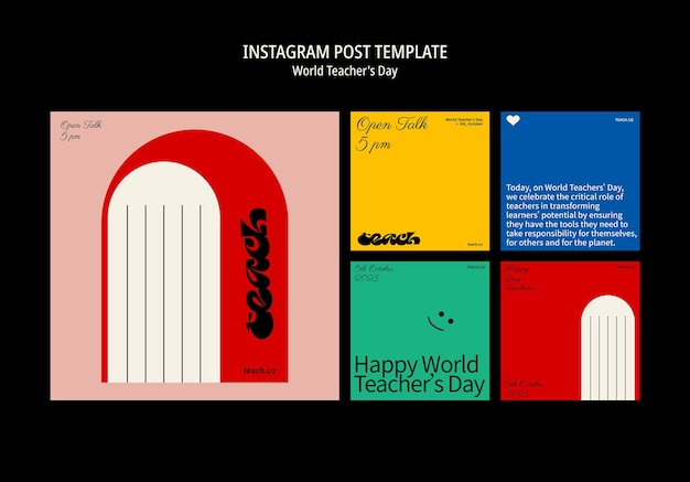 Free PSD world teachers day celebration instagram posts