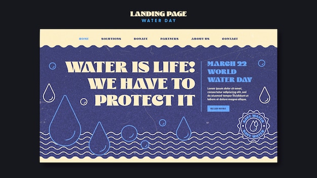 Free PSD world water day landing page template