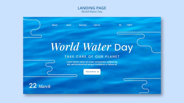 無料PSD 世界水の日のランディングページテンプレート