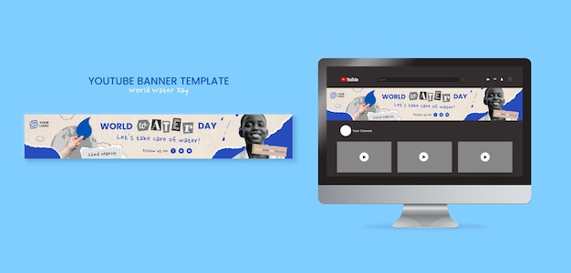 Free PSD world water day youtube banner template