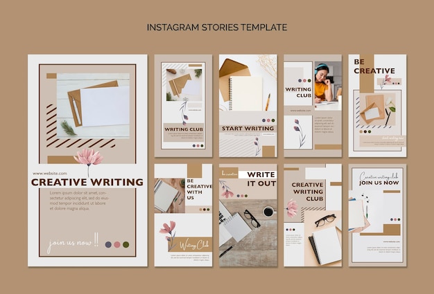 Free PSD writing club instagram stories template