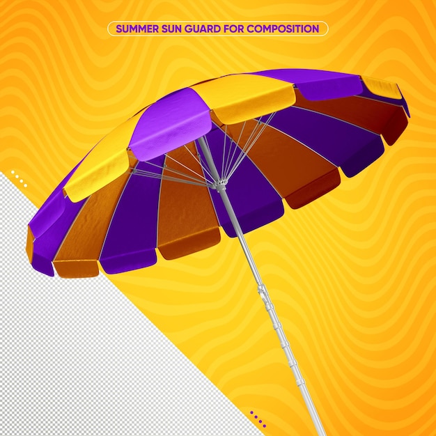 Free PSD yellow and lilac sun umbrella front view for summer