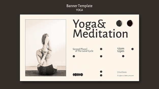 Free PSD yoga class colorless horizontal banner template