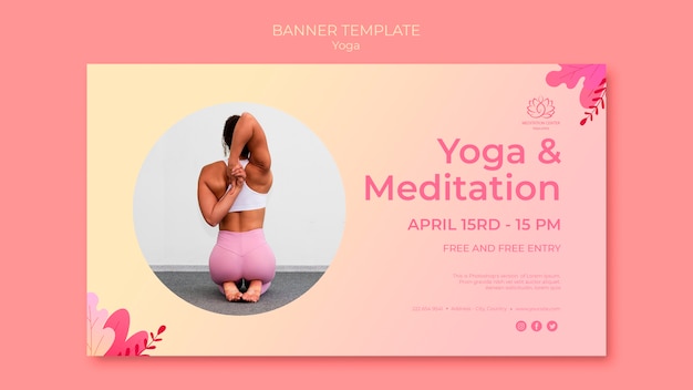 Free PSD yoga lessons banner template with picture