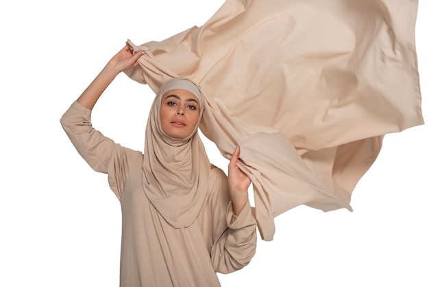 Free PSD young woman wearing hijab  isolated