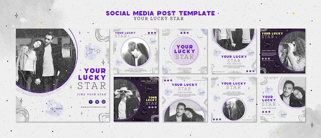 Free PSD your lucky star social media post template