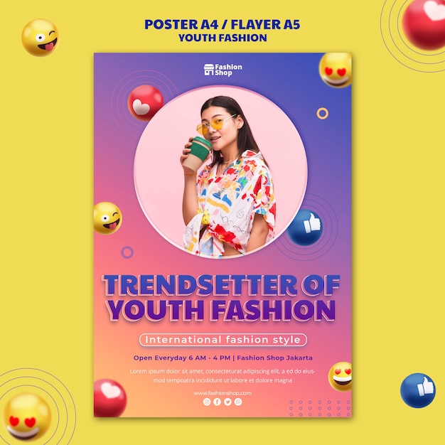 Free PSD youth fashion concept poster template
