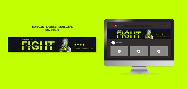 Youtube banner template for mma box fighting