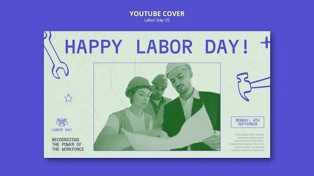 Free PSD youtube cover template for us labor day celebration