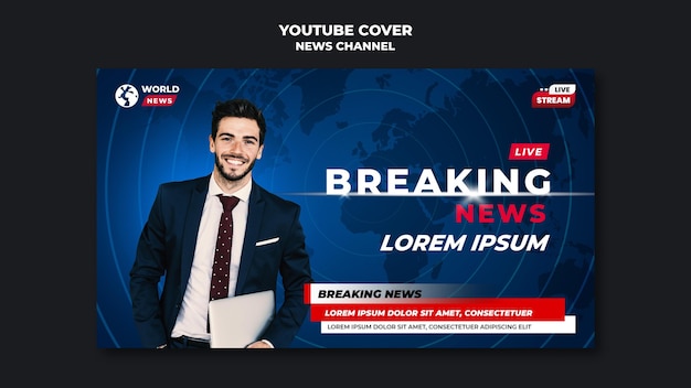 Free PSD youtube news channel cover