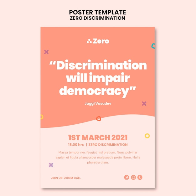 Free PSD zero discrimination day print template