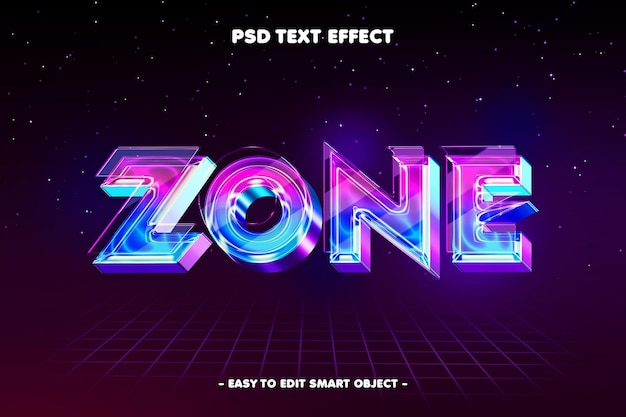 Free PSD zone 3d neon text effect