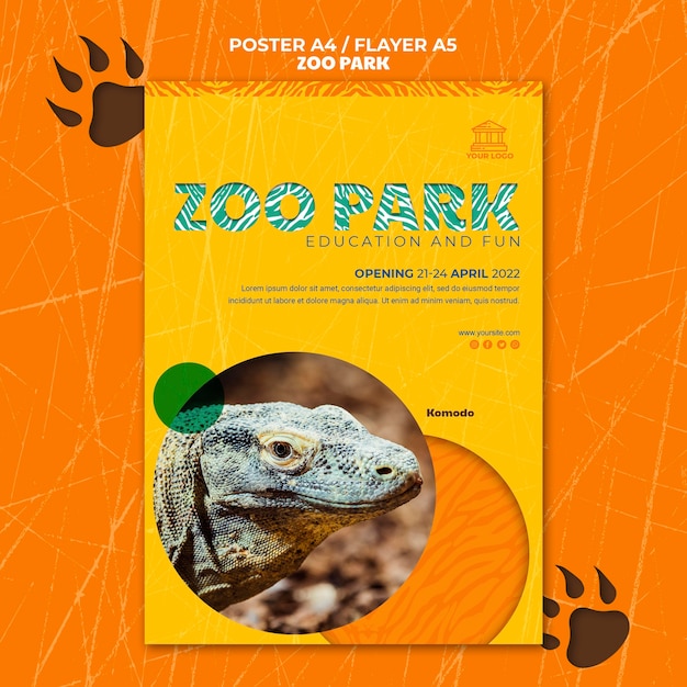 Free PSD zoo park poster with photo