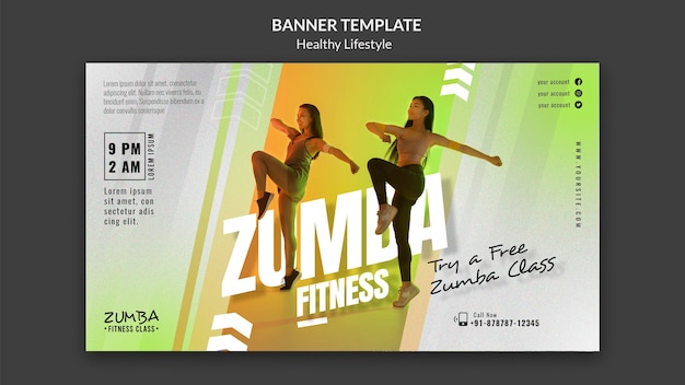 Free PSD zumba fitness banner template