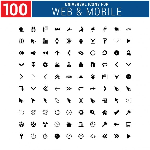 Free Vector 100 web icons pack