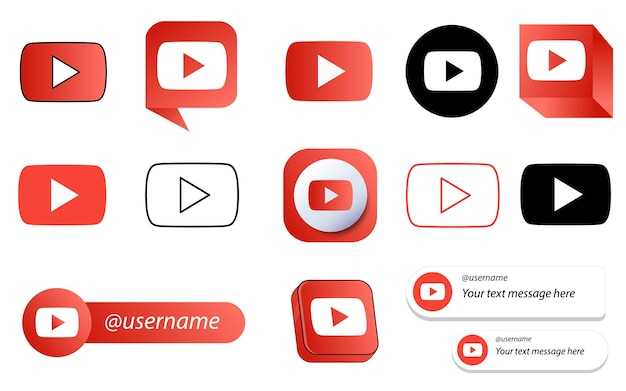 Free Vector 14 youtube video social media icon pack