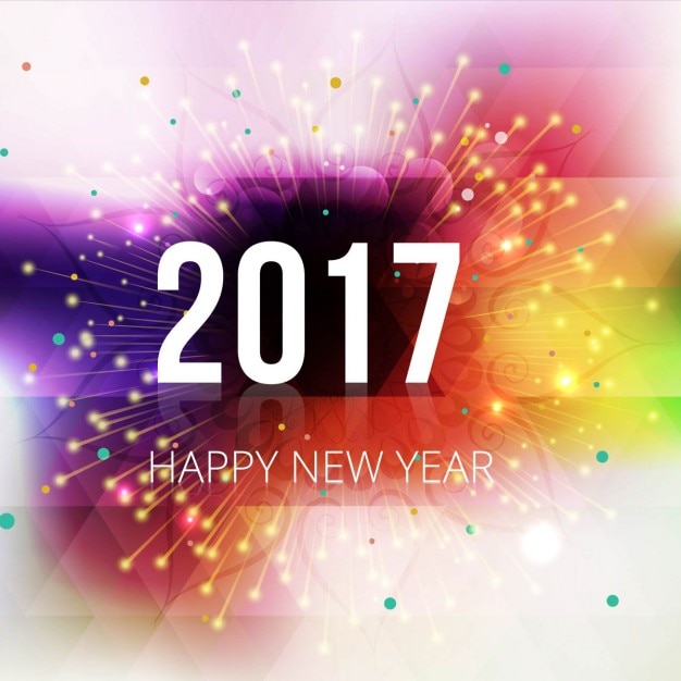 Free Vector 2017 colorful background of fireworks 