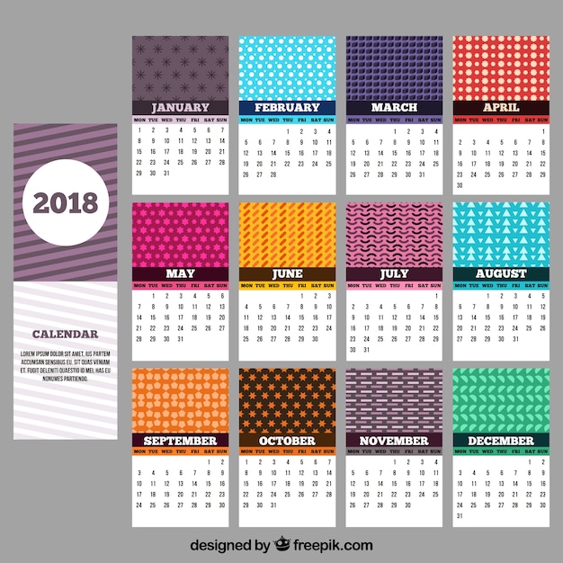 2018 calendar