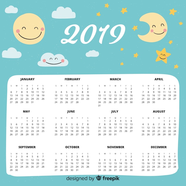 Free Vector 2019 calendar