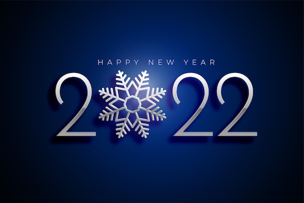 2022 new year background in 3d silver text style with snowflakes