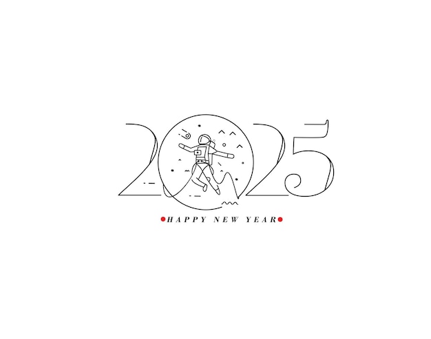 Free Vector 2025 happy new year text typography design element flyer banner design