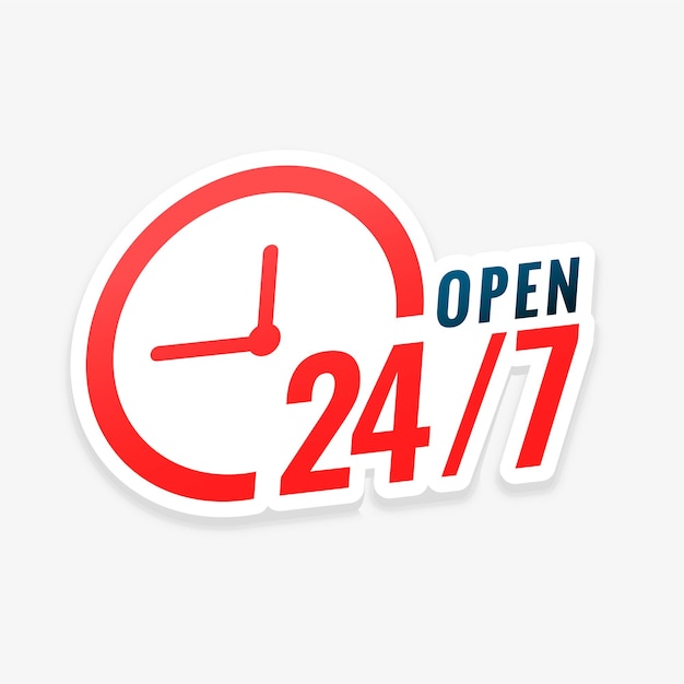 Free vector 24 hour and 7 days always open template for communication or convenience