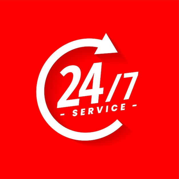 24 hours and 7 days service availability concept background