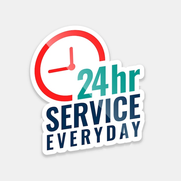 Free Vector 24hr everyday service sticker assistance background for open center