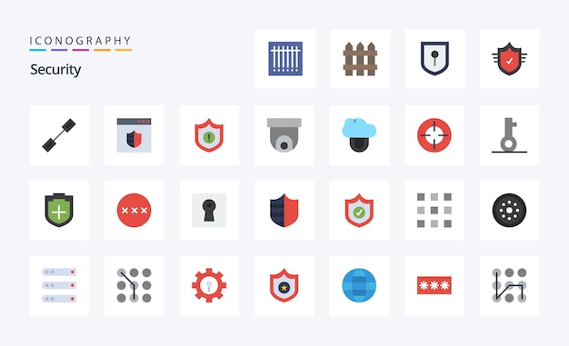 Free Vector 25 security flat color icon pack